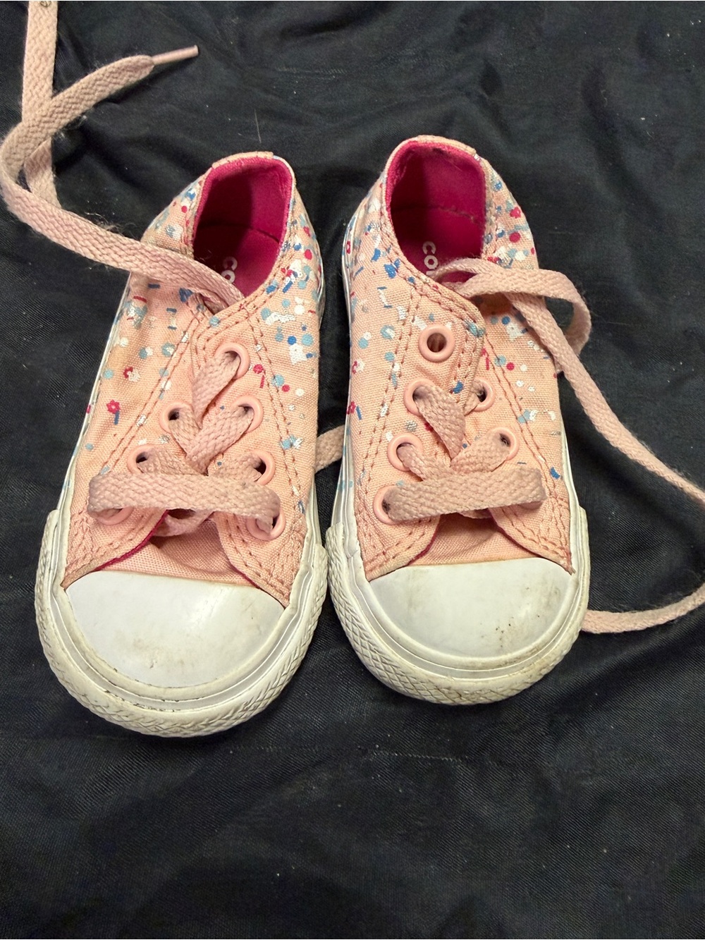 Converse Kids Pink Canvas Sneakers with Multicolor Confetti